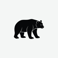 Minimalist Bear Silhouette on White Background – High-Quality Black Animal Art