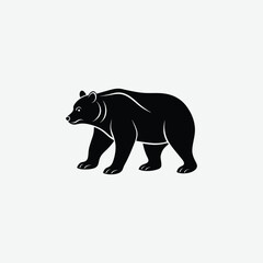 Minimalist Bear Silhouette on White Background – High-Quality Black Animal Art