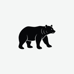 Minimalist Bear Silhouette on White Background – High-Quality Black Animal Art