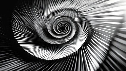 This stunning black-and-white abstract composition showcases a lively vortex of sharp, intricate lines, evoking a sensation of movement and depth. Its alluring design makes it an impressive