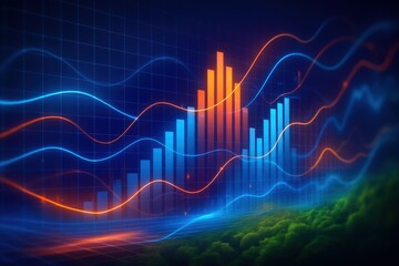 Futuristic Data Chart with Eco Landscape Symbolizing Green Analytics

