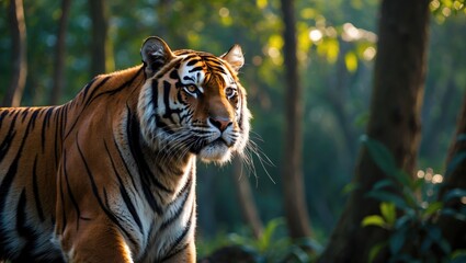 Obraz premium Bengal Tiger's head and leg visible in the forest