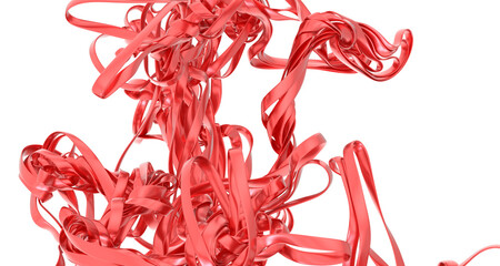 High-resolution image of swirling red ribbons, perfect for backgrounds, design, and abstract art projects.