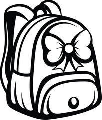 A stylish backpack isolated line art vector illustration, backpack silhouette vector art, backpack vector logo icon design