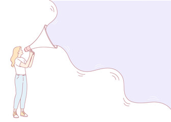 A woman effectively using a megaphone to convey her ideas clearly, representing vital communication and selfexpression