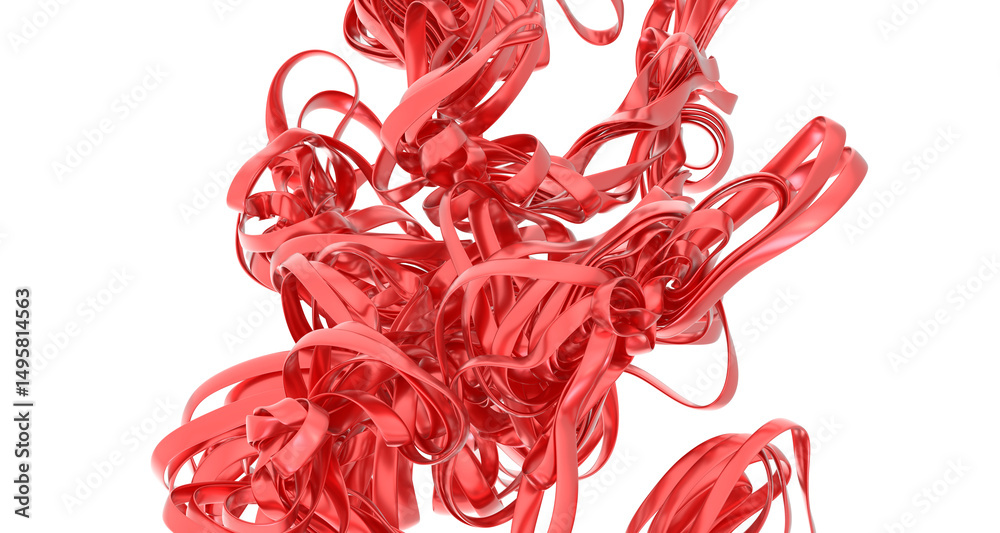 Poster dynamic red ribbons create an abstract, swirling design. perfect for modern backgrounds or artistic 