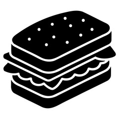 Editable Sandwich Icon Silhouette Vector Isolated on Transparent Layer