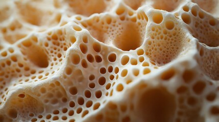 A macro shot of a coral fragment, highlighting its porous, honeycomb-like structure.