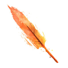 Artistic Arrow with Vibrant Brushwork in Soft Apricot Isolated on Transparent Background