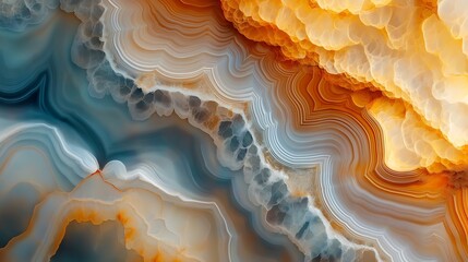 A macro shot of polished agate, capturing its swirling natural patterns and vibrant colors.