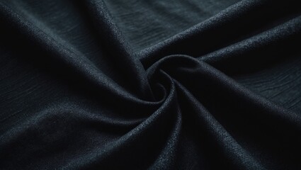 Fototapeta premium Detailed view of black cloth. Overhead shot. Space for copy.