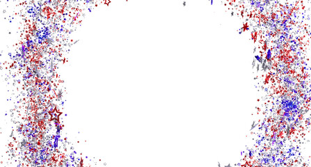 Red, white, and blue star confetti border. Perfect for Independence Day or celebratory designs.