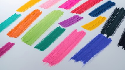Collection of hand-drawn strokes in vibrant crayon colors