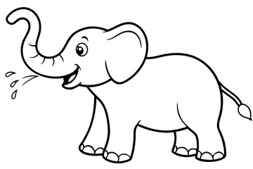 Fototapeta premium Playful cartoon elephant with water splash vector