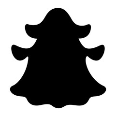 Stylized black silhouette resembling a whimsical Christmas tree design element