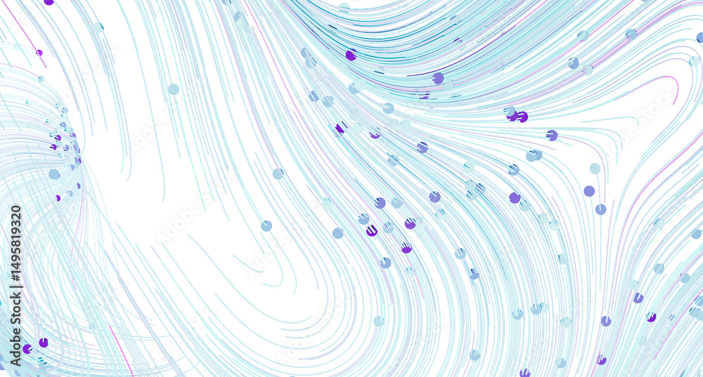 Poster Abstract background with flowing lines and colorful dots. Perfect for tech, design, or modern concepts.