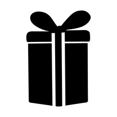 Black Silhouette of a Gift Box with Bow for Celebration Icon