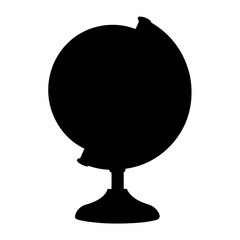 Silhouette of a world globe on a stand for education and exploration