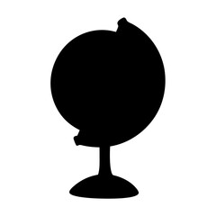 Black silhouette of a globe on a stand, representing world geography