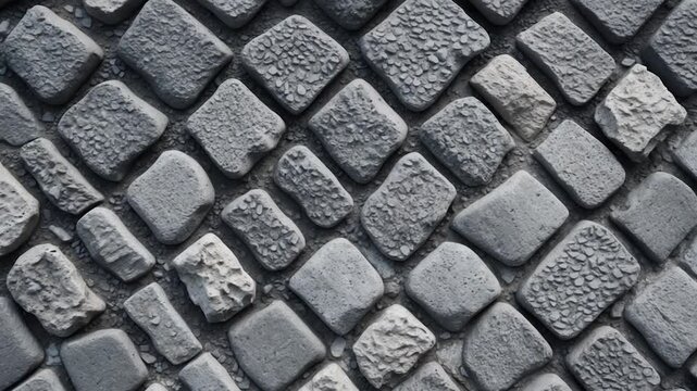 Abstract gray pattern background showcasing pavement in a close-up top view. Square sidewalk. Mock-up or vintage grunge texture.