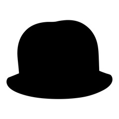 Silhouette of a classic bowler hat with a rounded crown design