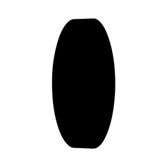 Isolated black oval shape on white background creates a stark contrast