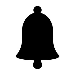 Black silhouette of a bell with a simple yet elegant design.