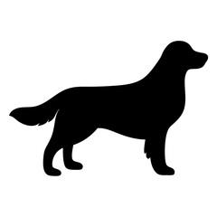 Full body solid black silhouette of a Golden Retriever standing profile
