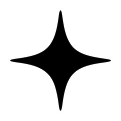 Fototapeta premium Abstract black four pointed star on white background, minimalist style illustration