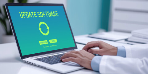Software update on computer for brisk version of device software upgrade