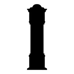 Silhouette of an ornate architectural column, likely from a public building