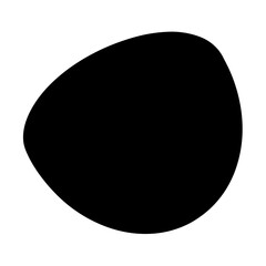A simple black abstract irregular orb shape isolated on a white background
