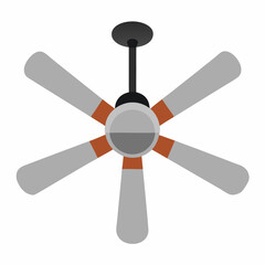 new style electronic celling fan, hanging fan off white color vector icon on white background