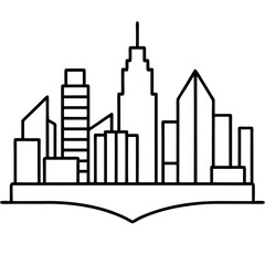 Obraz premium Outline of a modern city skyline, simple vector illustration for coloring