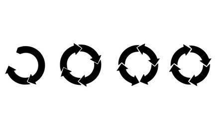 Circular Arrows Recycling Symbols Rotate Icons Process Flowchart 360
