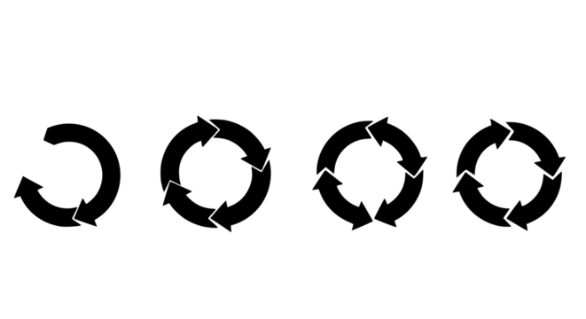 Circular Arrows Recycling Symbols Rotate Icons Process Flowchart 360