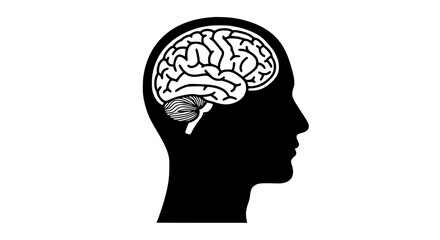 Obraz premium Human Brain Anatomy Silhouette Head Profile Mind Intelligence Icon