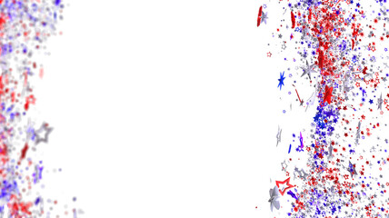 Red, white, and blue star confetti border. Perfect for Independence Day or patriotic designs.