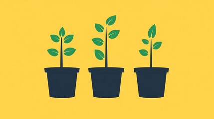 Obraz premium Plant Growth Stages with Yellow Background.