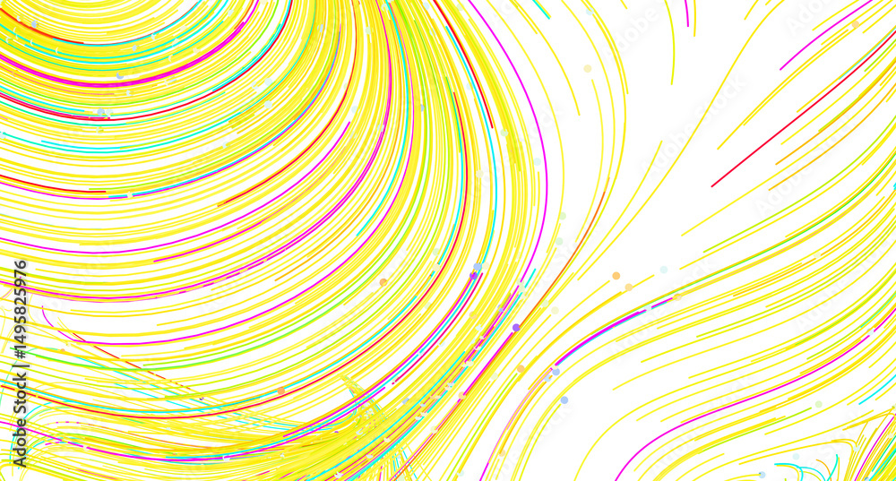 Poster colorful abstract background with swirling yellow lines and dots. perfect for modern designs.