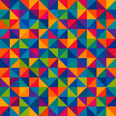 Obraz premium Seamless geometric pattern with vibrant triangular mosaic in bold colors