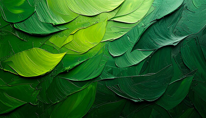 Obraz premium Abstract rough green textured painting. Hand drawn art background. Oil or acrylic brushstroke waves