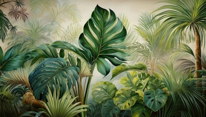 large tropical plants background for the walls in the interior tropics background for walls in the interior murals murals