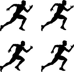 Four silhouettes of a Karate martial artist striking various fighting positions
