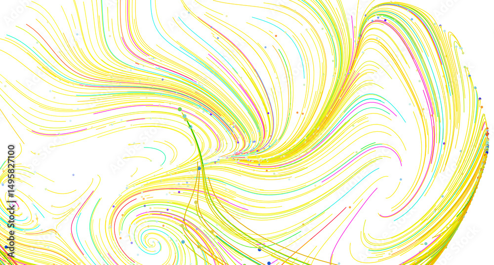 Poster colorful abstract background with swirling lines and dots. perfect for modern designs.