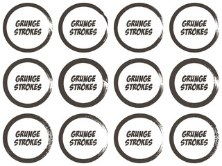 Vector Grunge Brush Stroke Circles, Colorful Round Paint Stroke Set, Hand Drawn Grunge Circle Elements, Abstract Circular Brush Strokes, Bold Vector Brush Stroke Rings