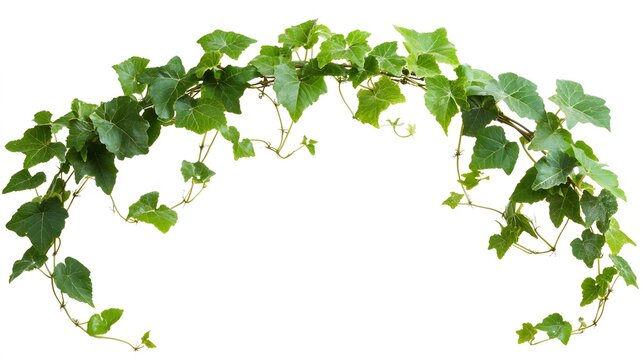 Fresh green ivy vine arching over a white background.