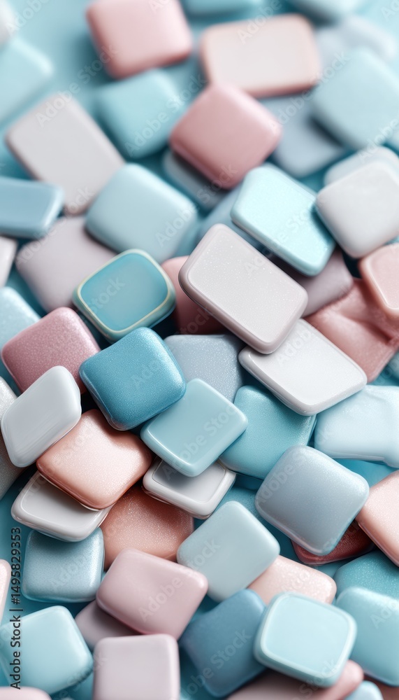 Aufkleber Pastel Digital Minimalism Soft-Toned Notification Icons Visualizing Modern Communication Overload - UI/UX Design Trend in Calming Aesthetic Palette