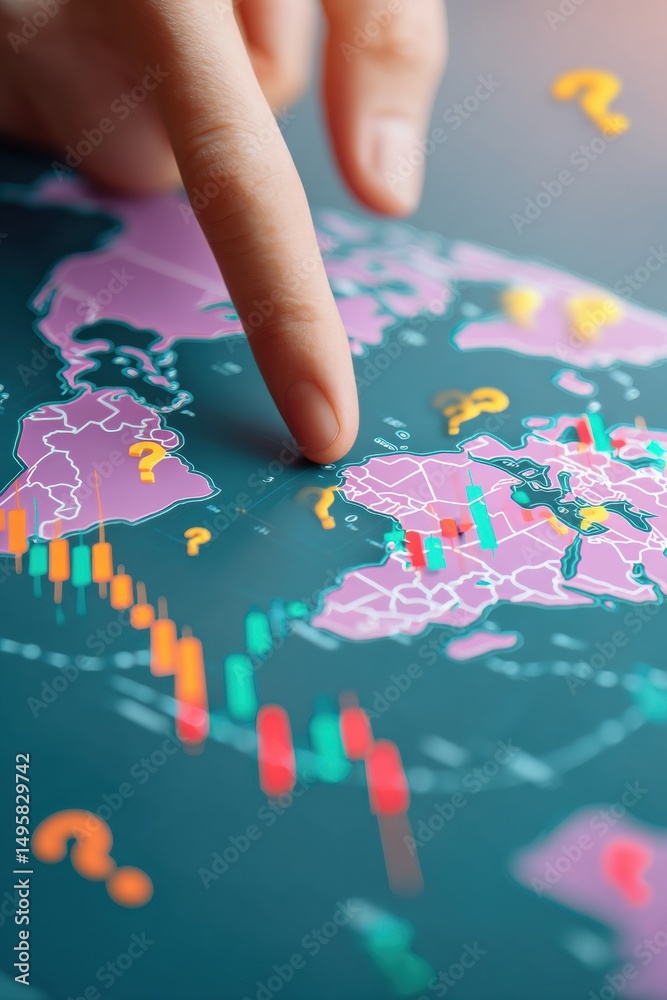 Aufkleber global investment insights interactive fintech visualization of market trends, geospatial data analy
