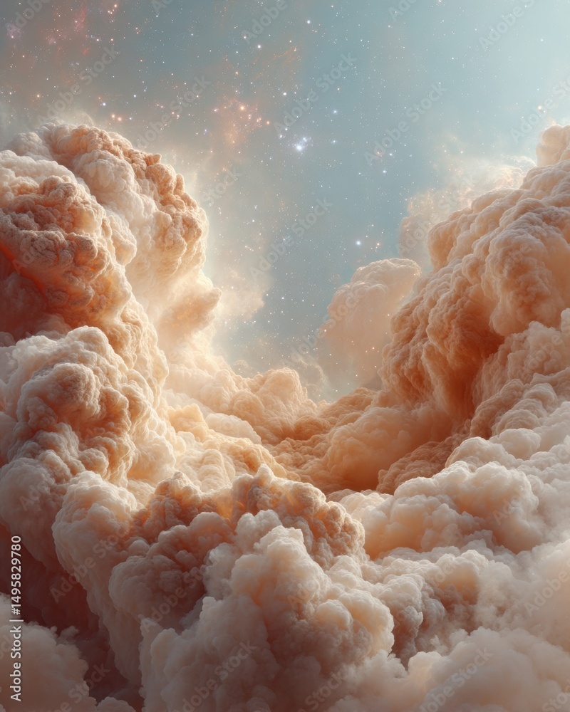 Aufkleber ethereal cosmic dreamscape soft pastel nebula exploring infinite possibilities in digital art, astro